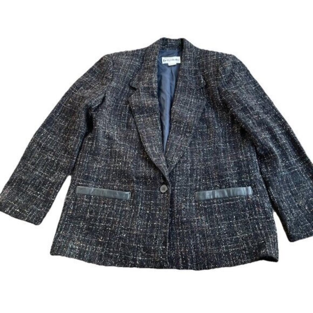 Vintage Margaret Godfrey Bagatelle Women’s M Black Leather  Design Touch Blazer